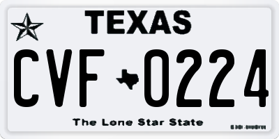TX license plate CVF0224