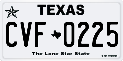 TX license plate CVF0225
