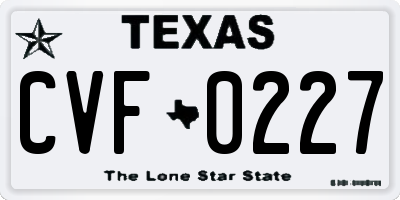 TX license plate CVF0227
