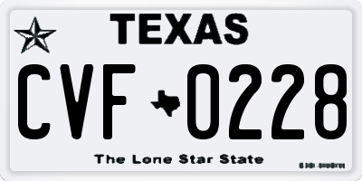 TX license plate CVF0228