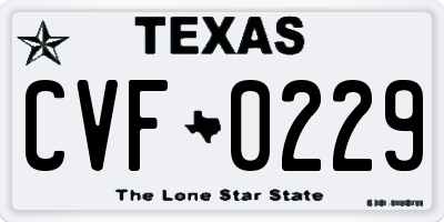 TX license plate CVF0229