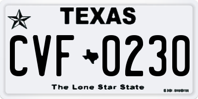 TX license plate CVF0230