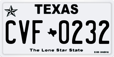 TX license plate CVF0232