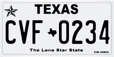 TX license plate CVF0234