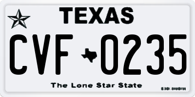 TX license plate CVF0235