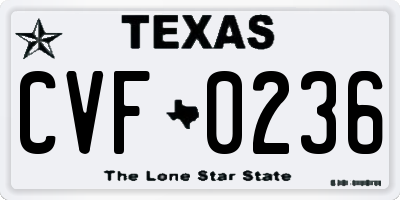 TX license plate CVF0236