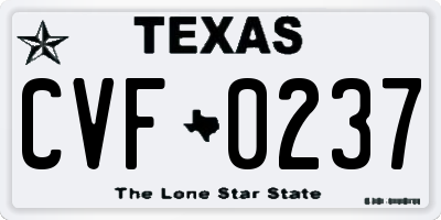 TX license plate CVF0237
