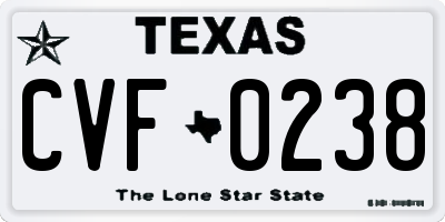 TX license plate CVF0238