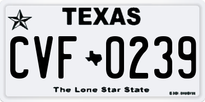 TX license plate CVF0239