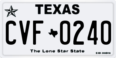 TX license plate CVF0240