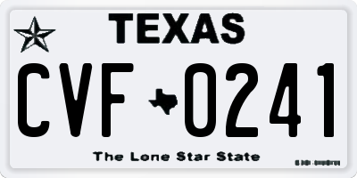 TX license plate CVF0241