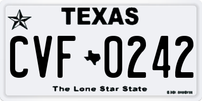 TX license plate CVF0242