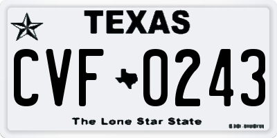 TX license plate CVF0243