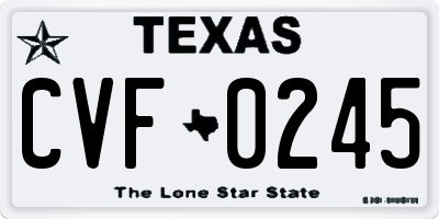 TX license plate CVF0245