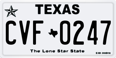 TX license plate CVF0247