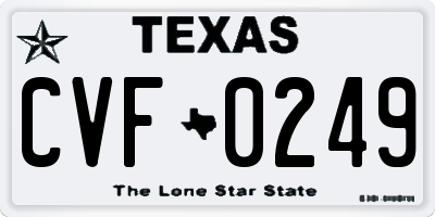 TX license plate CVF0249