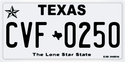TX license plate CVF0250