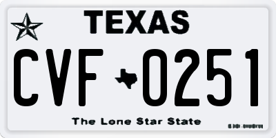 TX license plate CVF0251