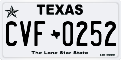 TX license plate CVF0252
