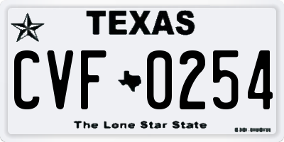 TX license plate CVF0254