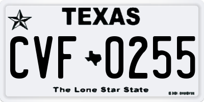TX license plate CVF0255