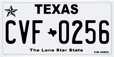 TX license plate CVF0256