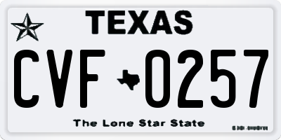 TX license plate CVF0257