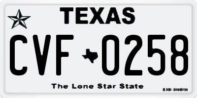 TX license plate CVF0258