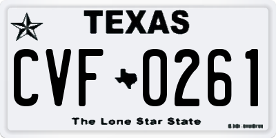TX license plate CVF0261