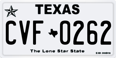 TX license plate CVF0262