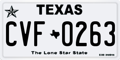TX license plate CVF0263