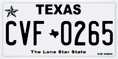 TX license plate CVF0265