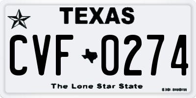 TX license plate CVF0274