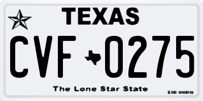 TX license plate CVF0275
