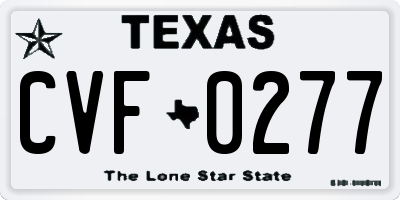 TX license plate CVF0277