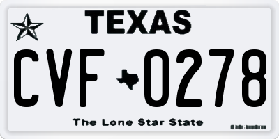 TX license plate CVF0278