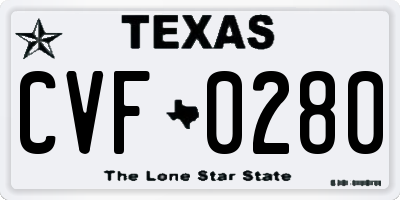 TX license plate CVF0280