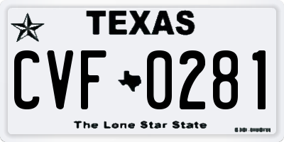 TX license plate CVF0281