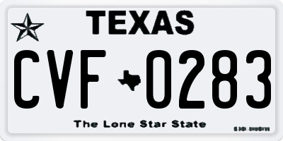 TX license plate CVF0283