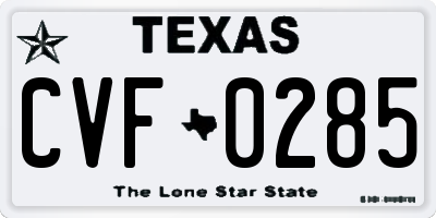 TX license plate CVF0285