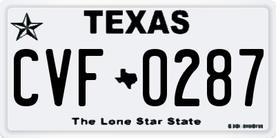 TX license plate CVF0287