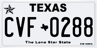 TX license plate CVF0288