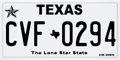 TX license plate CVF0294