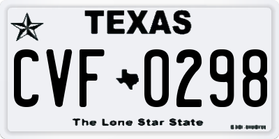 TX license plate CVF0298