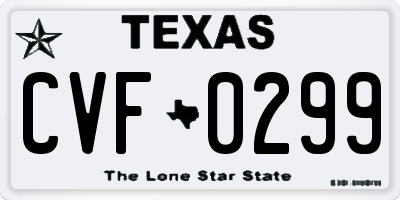TX license plate CVF0299