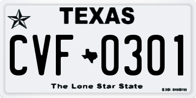 TX license plate CVF0301