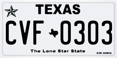 TX license plate CVF0303