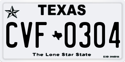 TX license plate CVF0304