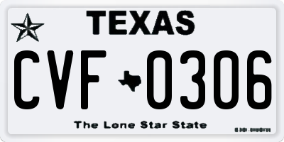 TX license plate CVF0306