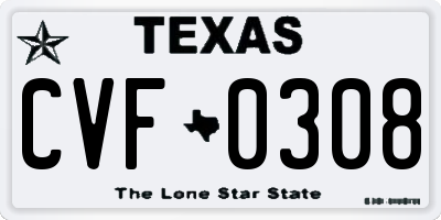 TX license plate CVF0308